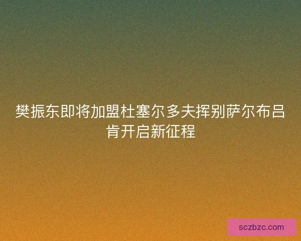 樊振东即将加盟杜塞尔多夫挥别萨尔布吕肯开启新征程